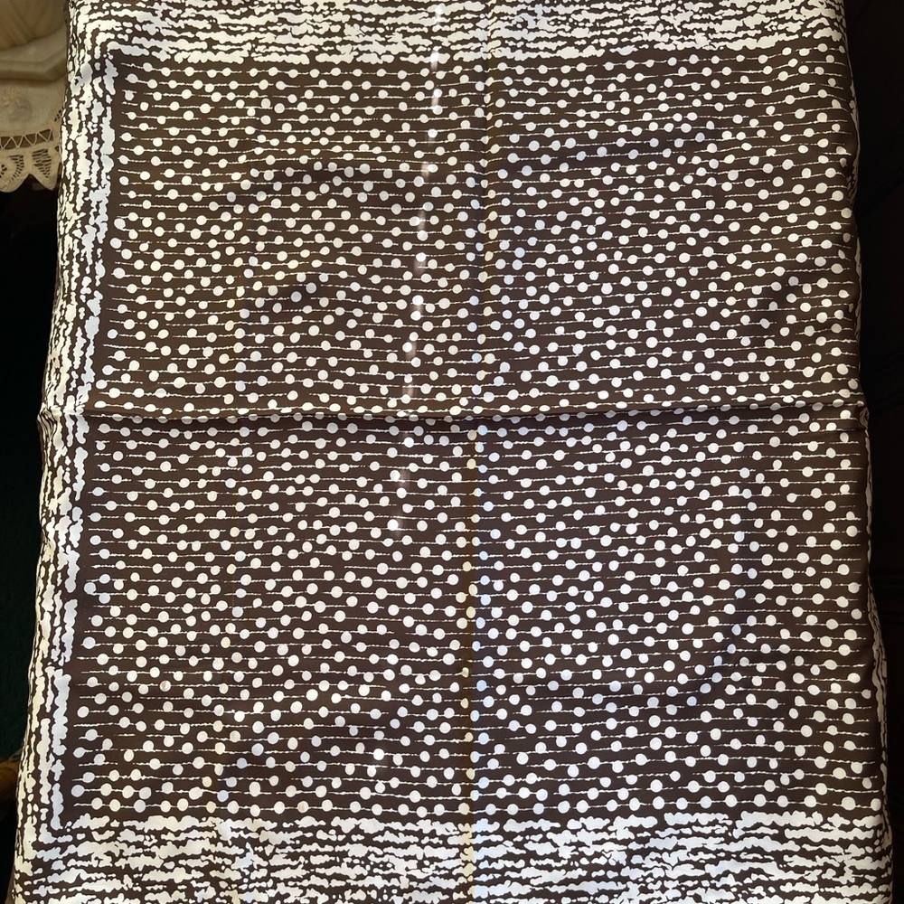 Vintage brown & white polkadot scarf square - Picture 8 of 8